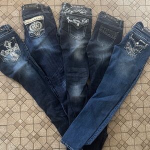 Rue21 Women's Skinny Jeans - Blue and Black